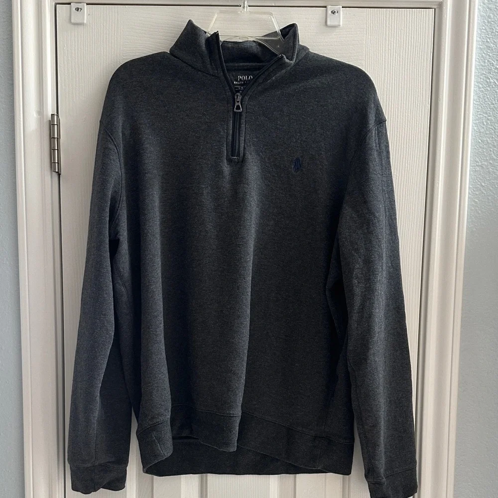 Polo by Ralph Lauren Men's Charcoal Zip-Up Sweater Casual Preppy Large